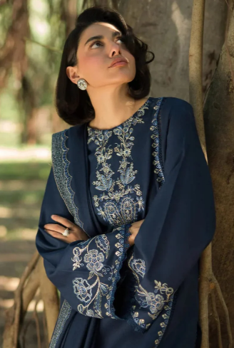 WINTER- 3PC DHANAK EMBROIDERED SHIRT WITH DHANAK FULLY EMBROIDERED SHAWL AND TROUSER