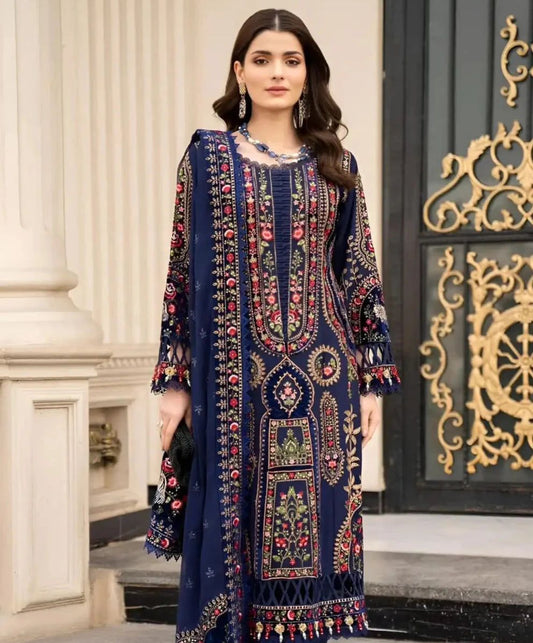 DHANAK 3 PIECE UNSTICHED FULL HEAVY EMB SUIT WITH HEAVY EMB SHAWL FOR WINTER 2025-26