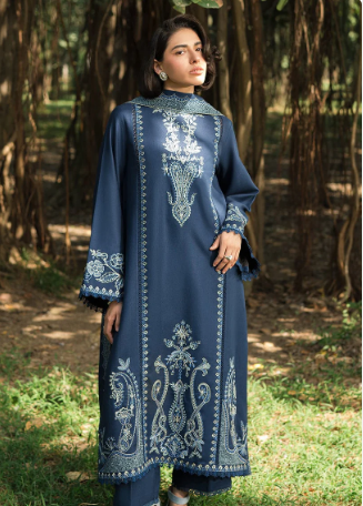 WINTER- 3PC DHANAK EMBROIDERED SHIRT WITH DHANAK FULLY EMBROIDERED SHAWL AND TROUSER